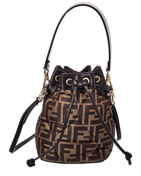 fendi mon tresor ff embossed leather bucket bag